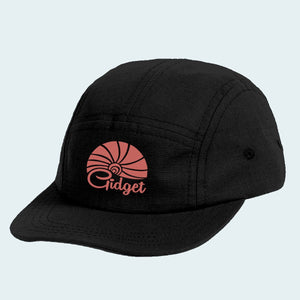 Women's runner hat, black licorice color with sunrise logo