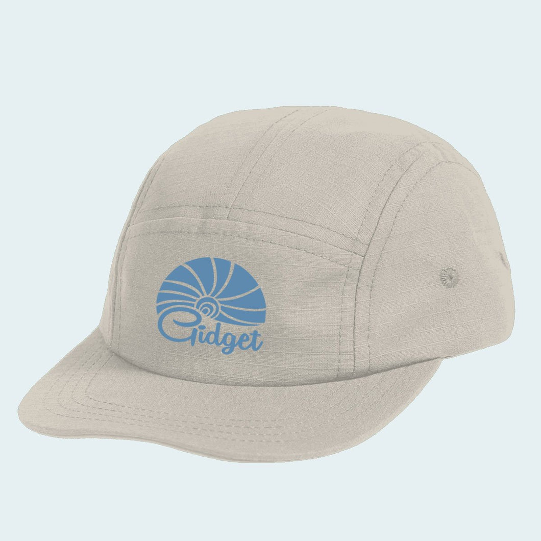 Women's runner hat, beach stone color with sunrise logo